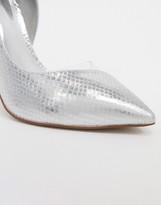 Thumbnail for your product : ASOS DESIGN Pia D'orsay stilleto court shoes in silver