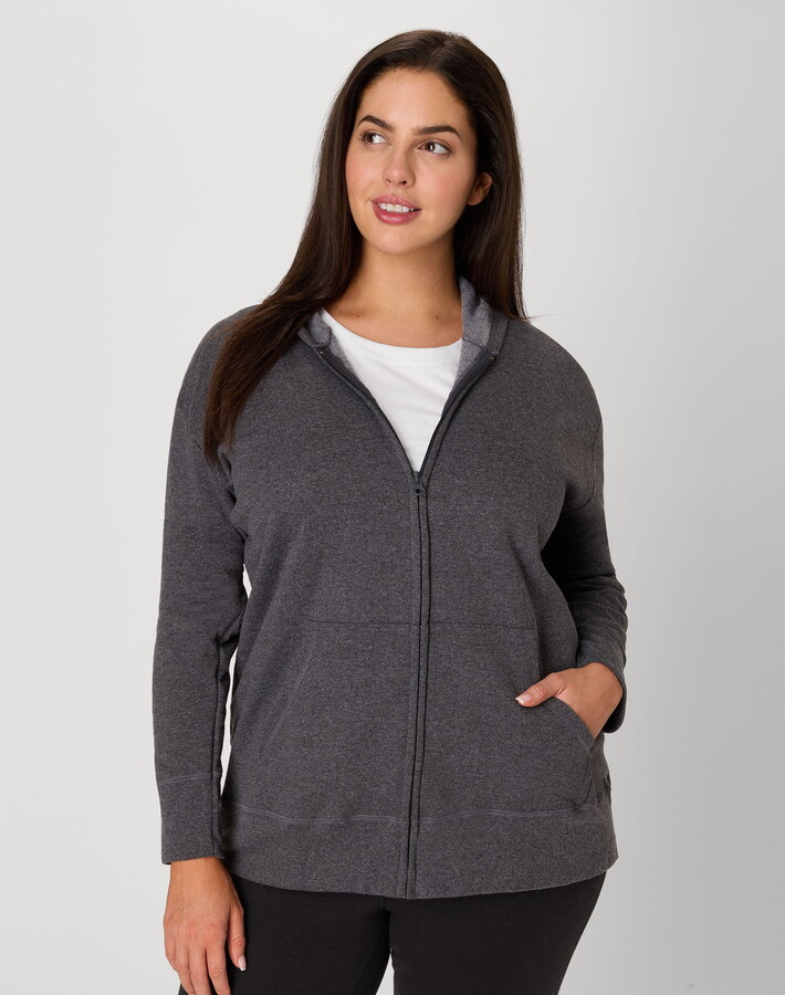 Hanes Just My Size EcoSmart Women’s Full-Zip Fleece Hoodie (Plus ) Slate Heather 2X