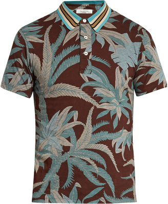 Valentino Tropical-print cotton-jersey polo shirt