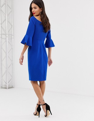 Paper Dolls off shoulder pencil midi dress with knot front detail