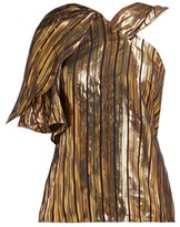 Thumbnail for your product : Peter Pilotto Asymmetric Striped Silk-blend Lame Top - Gold Multi
