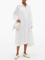 Thumbnail for your product : eskandar Curved-hem Linen-blend Shirt Dress - White