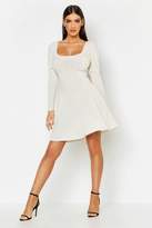 Thumbnail for your product : boohoo Structured Waist Slinky Skater Dress