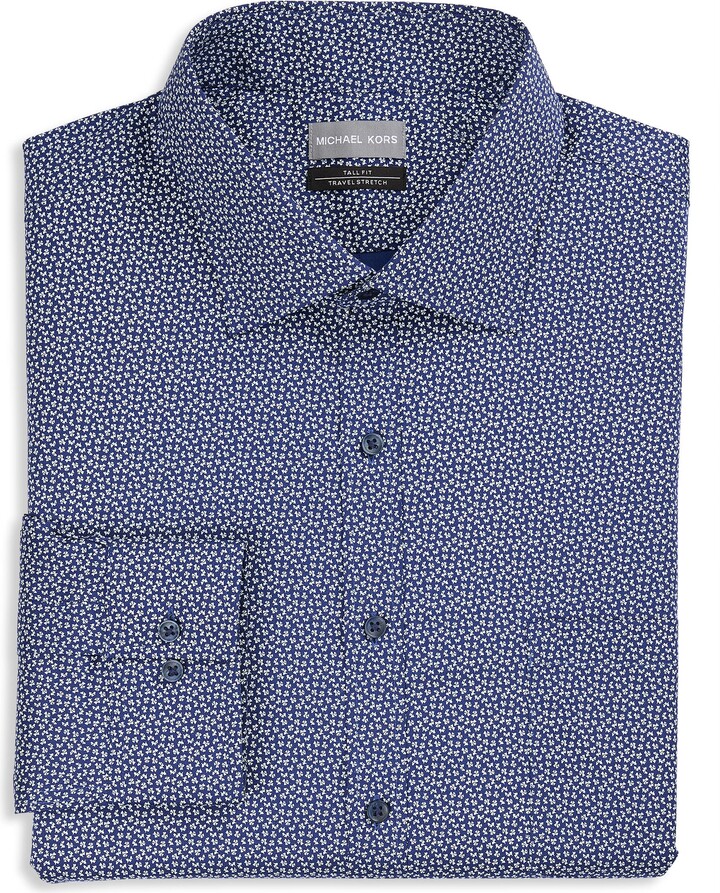 Michael Kors Big & Tall Abstract Patterned Performance Dress Shirt