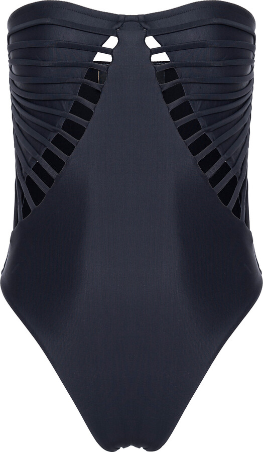 Adriana Degreas x Sabine Getty Cutout Strapless One-Piece Swimsuit