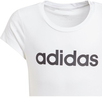 adidas Girls Linear Short Sleeve T-Shirt White
