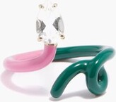 Thumbnail for your product : BEA BONGIASCA Baby Vine Rock Crystal, Enamel & 9kt Gold Ring - Pink Multi