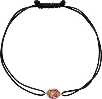 Batya Kebudi - Ellipse-Tipped Black Rope Bracelet With Diamond - Rose Gold