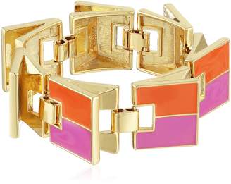 Trina Turk Retro Sport" Color Blocked Flex Gold Strand Bracelet 7.5"