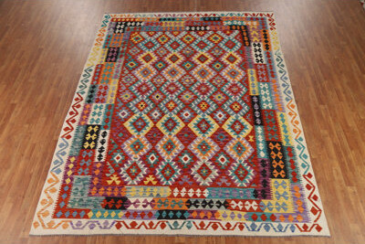 Dakota Fields Reversible Wool Kilim Oriental Area Rug 8x11