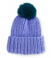 Thumbnail for your product : Eugenia Kim Rain Hat with Fur Pom Pom, Periwinkle/Teal