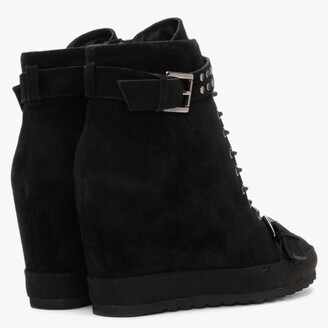 Daniel Pledge Black Suede Studded Wedge Ankle Boots
