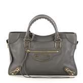 Grey Leather Handbag 