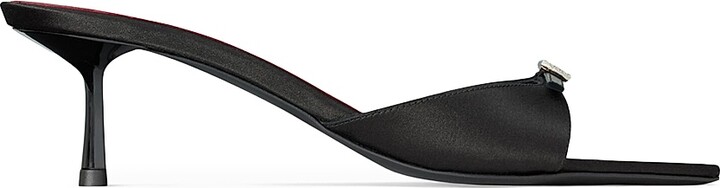 Women's Daisy Mules in Satin Crepe - Black - Size 6