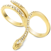 Thumbnail for your product : Just Cavalli Just Medusa Two Fingers Golden Steel Ring w/Crystals
