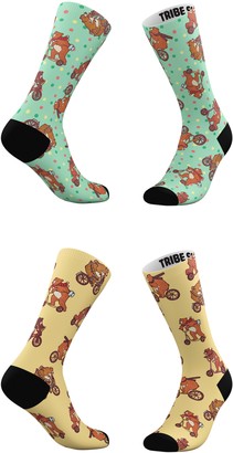 TRIBE SOCKS Assorted 2-Pack Bearable Exercise & Exercise with Dots Crew Socks