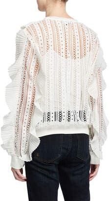 Lumie Ruffle Lace-Strip Pullover