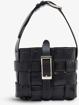 Hodakova Womens Black Matt Belt Small Leather Shoulder bag - ShopStyle