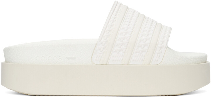 adidas White Adilette Bonega Slides - ShopStyle