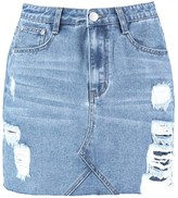 Thumbnail for your product : boohoo Western Distressed Denim Skirt
