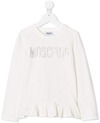 Moschino Kids crystal logo long sleeve T-shirt