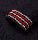 Thumbnail for your product : Lanvin Slim-Fit Stripe-Trimmed Baby Alpaca And Merino Wool-Blend Sweater