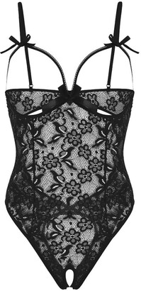 Men's See-Through Lace Bodysuit - Sissy Lingerie One-Piece With High Cut Thong
