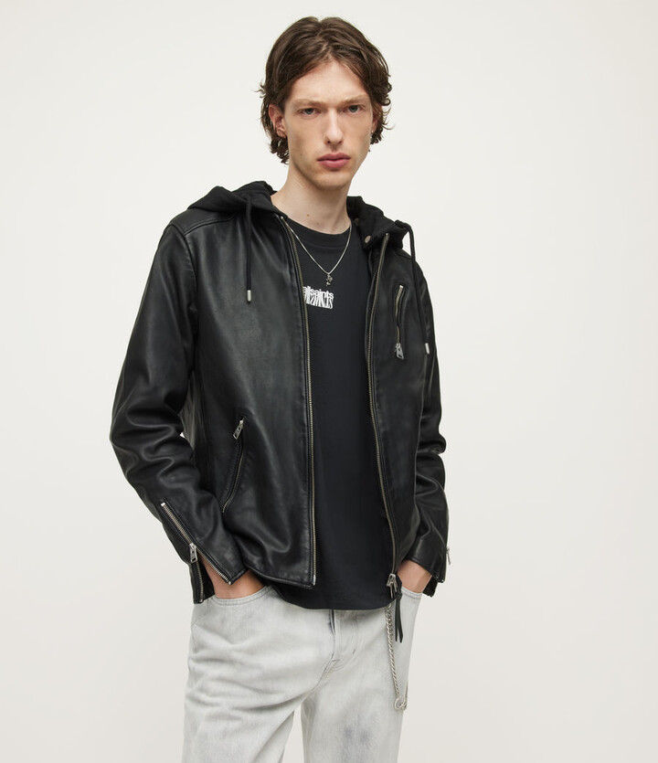 AllSaints Harwood Leather Biker Jacket | Size XS | Black - ShopStyle