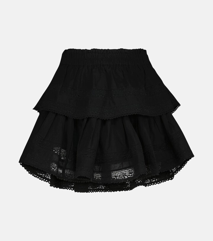 black ruffle mini skirt