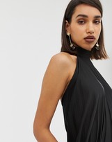 Thumbnail for your product : ASOS DESIGN backless halter pleated mini dress