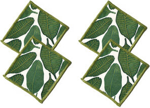 Coton Colors by Laura Johnson Palm Print Cocktail 4 Piece Linen Napkins Set