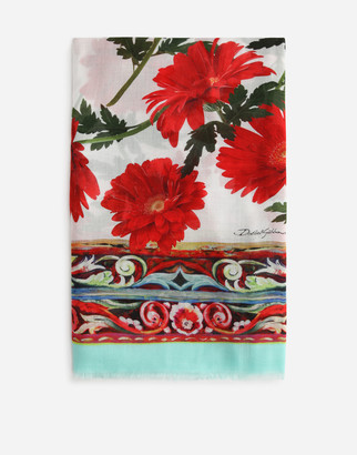 Dolce & Gabbana Gerbera-print cashmere and modal scarf (135 x 200)