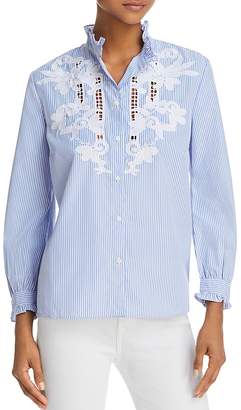 French Connection Olasega Stripe Embroidered Shirt