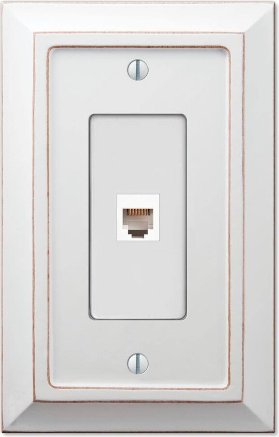Savannah 1 Gang Phone Wood Wall Plate - White