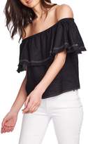 Thumbnail for your product : 1 STATE Off the Shoulder Frayed Popover Linen Top