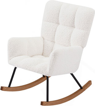 Latitude Run Upholstered Lounge Chair Rocking Chair With High Backrest For Nursing Baby Reading - Napping OFF WHITE