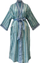Thumbnail for your product : Lime Tree Design - Turquoise And Blue Fish Cotton Full Length Kimono