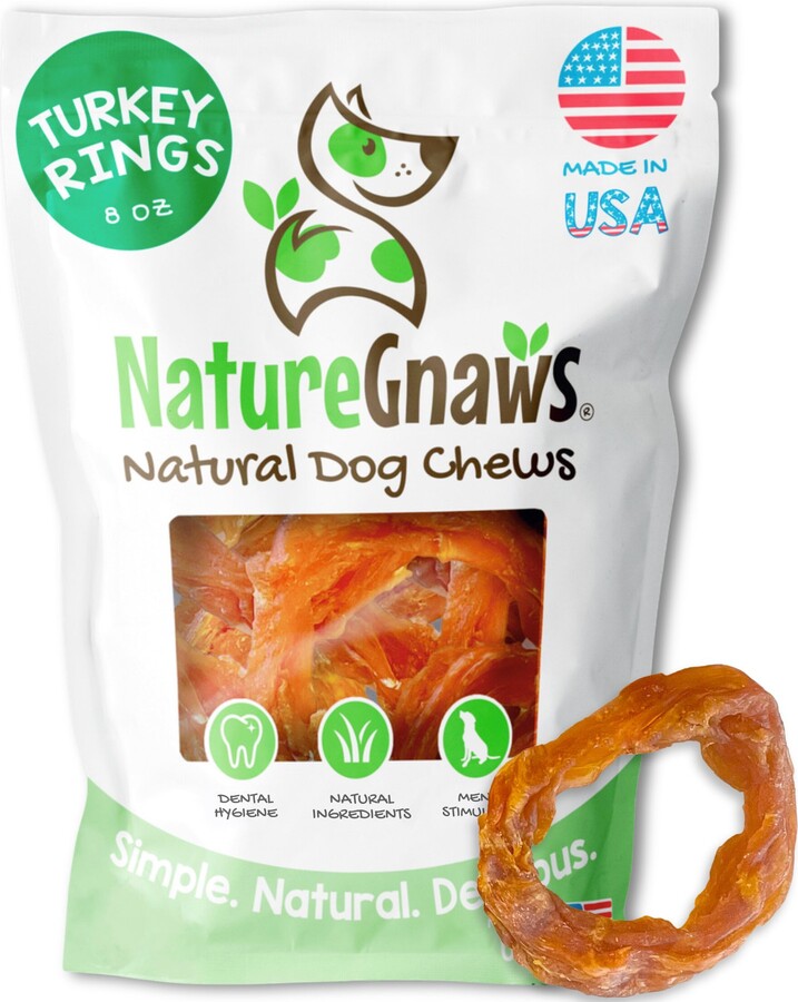 Nature Gnaws USA Turkey Rings Natural Dog Chew Treats, 8-oz bag