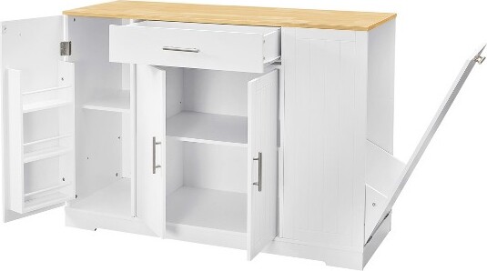DexmalleWhite53''KitchenStorageIslandswithDrawersandTrashCanStorageforKitchen&Dining