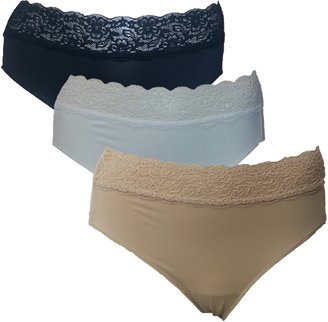Bali No Lines No Slip Hipster with Lace 3 Pack Panty V406