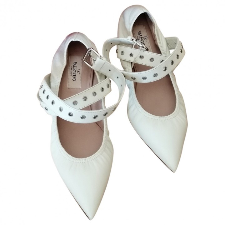 valentino white flats
