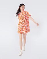 Thumbnail for your product : Diane von Furstenberg Fiona Cotton-Poplin Mini Dress in Summer Leopard Large Tomato Red