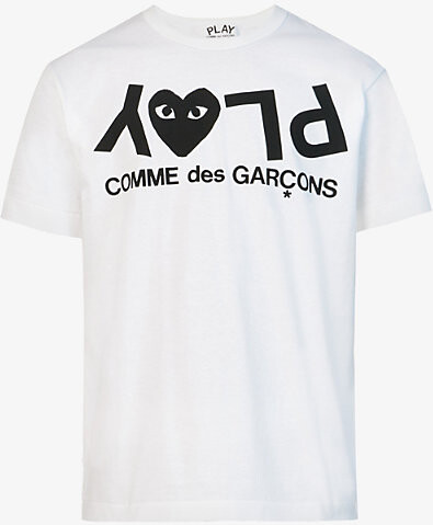 Comme des Garçons PLAY Mens White Logo-Print Cotton-Jersey T-Shirt Xxl