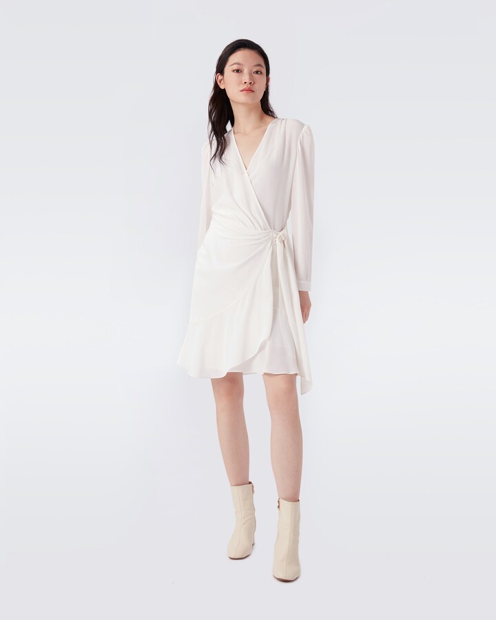 Ivory Silk Wrap Dress | Shop the world's largest collection of 