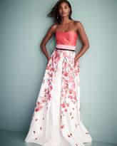 Thumbnail for your product : David Meister Strapless Solid & Floral Satin Gown, Pink/White