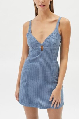 uo ribbed lace trim mini dress
