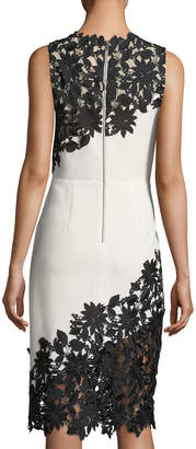 Alice + Olivia Margy Sleeveless Fitted Dress with Lace Guipure