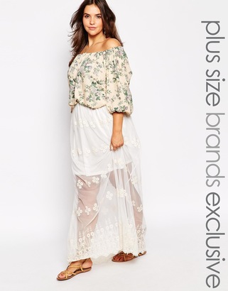 Alice & You Lace Embroidered Maxi Skirt - Cream
