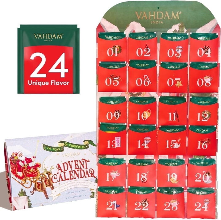 VAHDAM, Limited Edition- Advent Calendar Folding Tea Gift Set (24 Flavors, 24 Tea Bags) | Advent Calendar for Adults | Advent for Women and Men