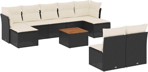 VidaXL vidaXLGardenSofaSetBlackCreamWhite